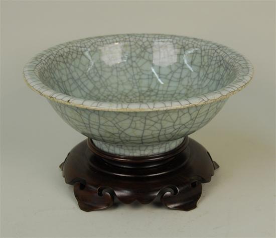 Appraisal: CHINESE CELADON CRACKLE GLASS BOWL in a fitted case with