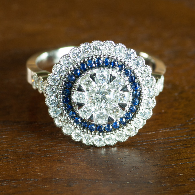 Appraisal: DIAMOND SAPPHIRE AND EIGHTEEN KARAT GOLD RING with AGI appraisal