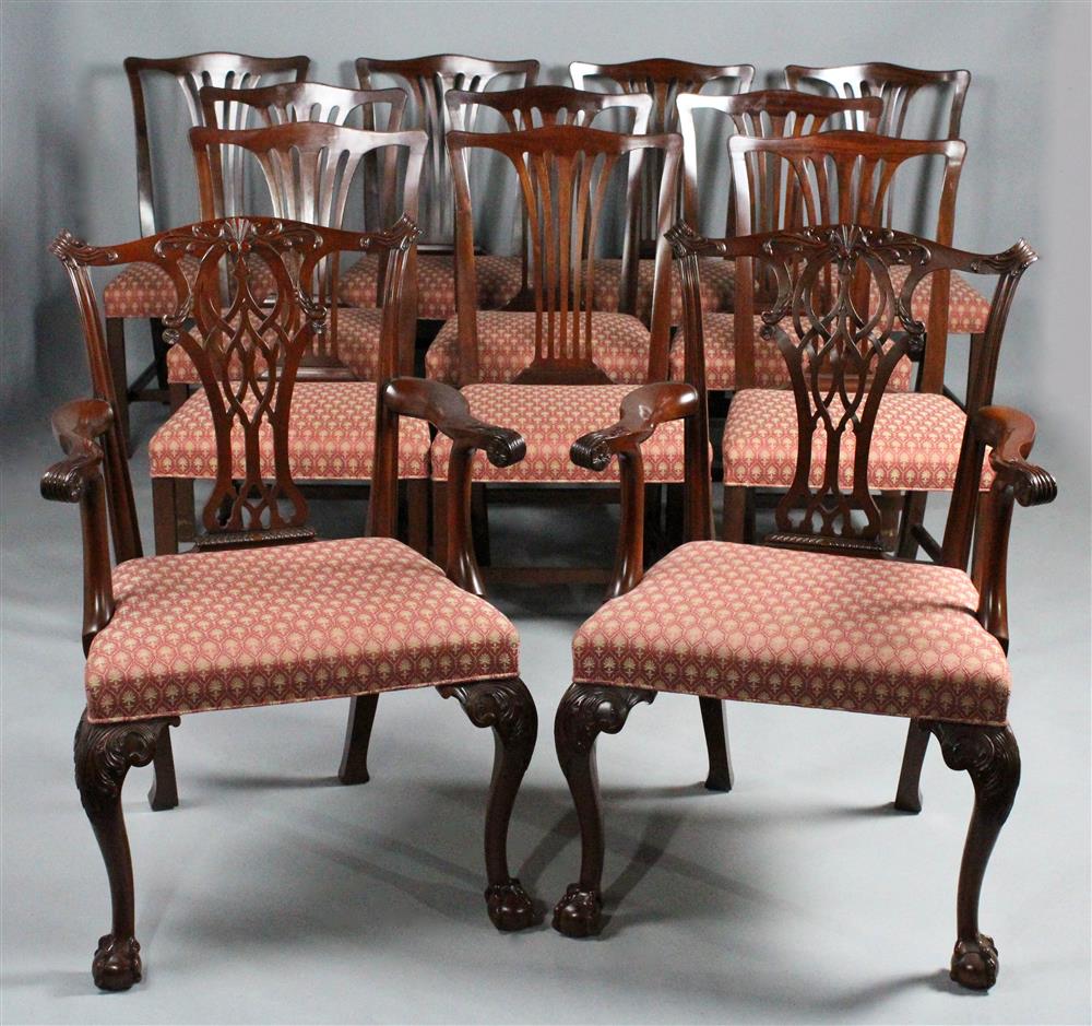 Appraisal: SET OF TEN CARVED CHIPPENDALE STYLE SIDE DINING CHAIRS TOGETHER