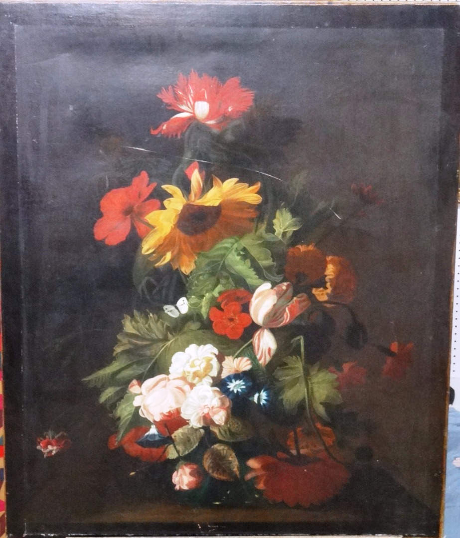 Appraisal: Dutch School th century Still life of summer flowers oil