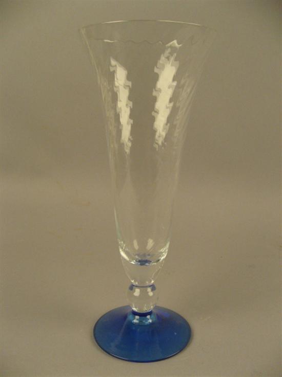 Appraisal: Orrefors Vase clear with blue base H