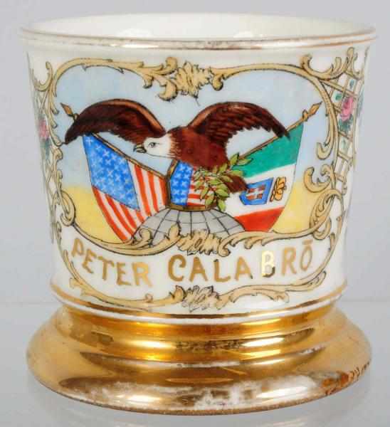 Appraisal: Fraternal Shaving Mug Gilt name Peter Calabro Nice image of