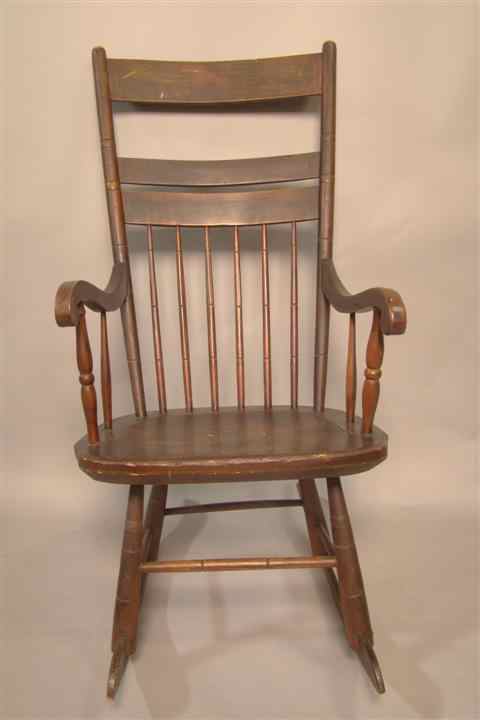 Appraisal: AMERICAN STAINED WINDSOR ROCKING CHAIR Provenance From the Estate of