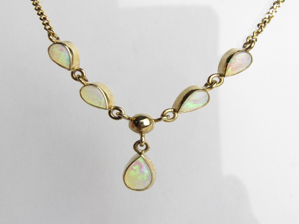 Appraisal: Nine carat gold opal set necklace