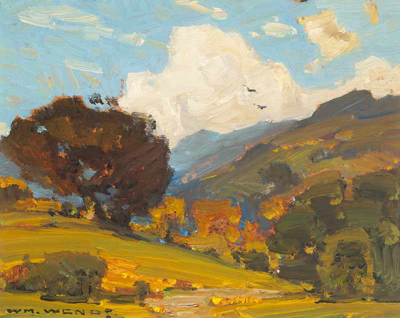 Appraisal: William Wendt - Laguna Beach CA Southern California Cloud-filled Landscape