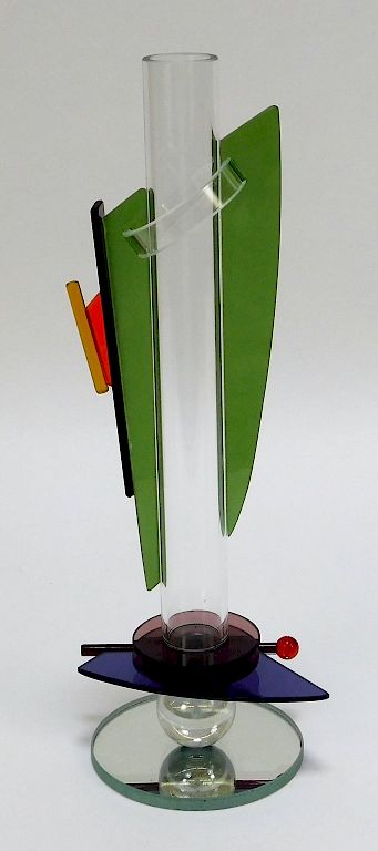 Appraisal: George Ponzini Futuristic Fused Art Glass Vase New Hampshire b