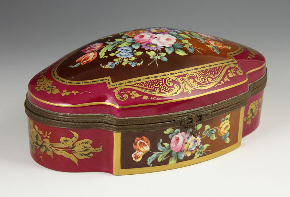 Appraisal: - French Sevres Porcelain Box French Sevres box hand painted