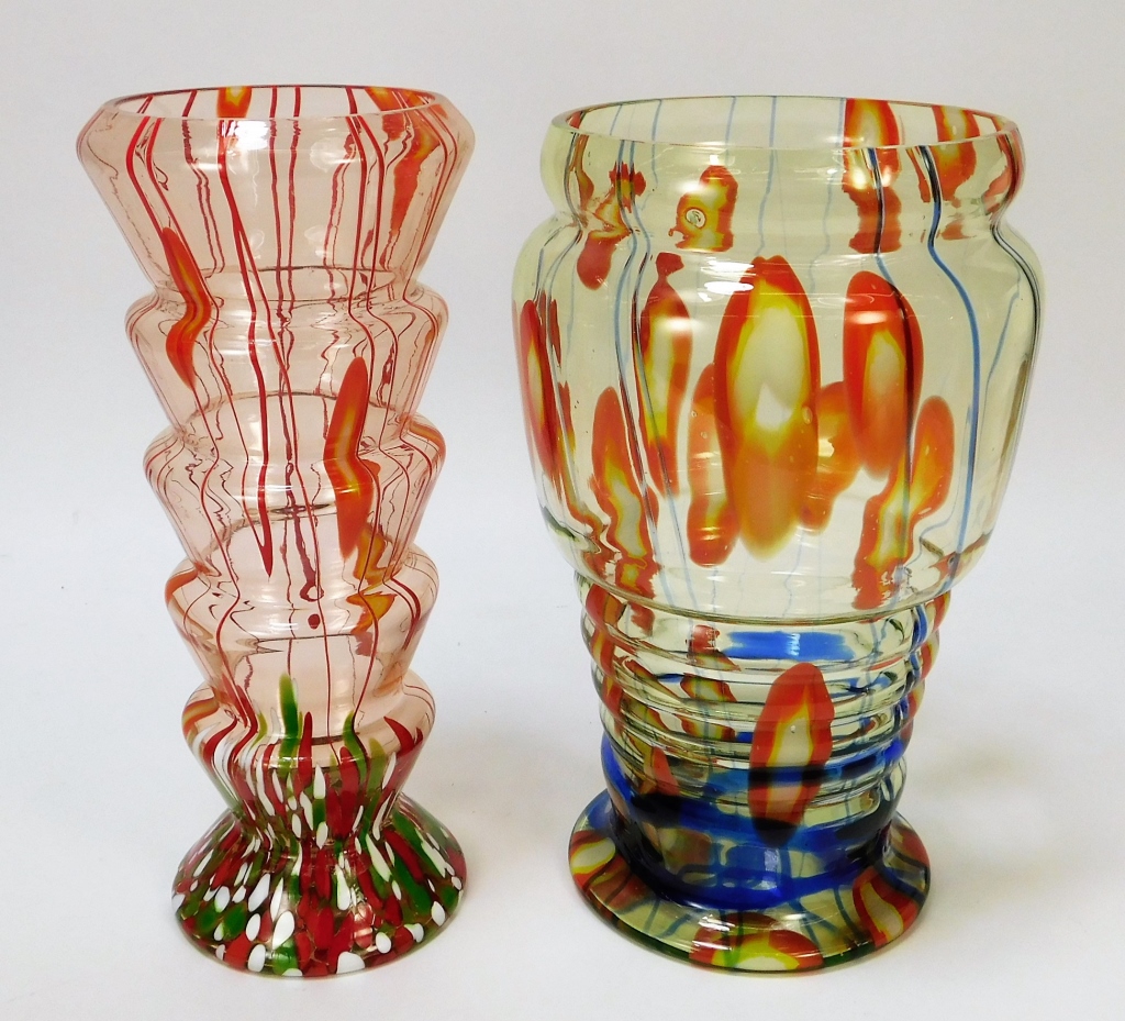 Appraisal: PC KRALIK LINES AND CANES BOHEMIAN ART GLASS Bohemia th