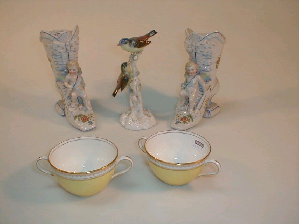 Appraisal: A pair of early thC continental porcelain ornamental boots with