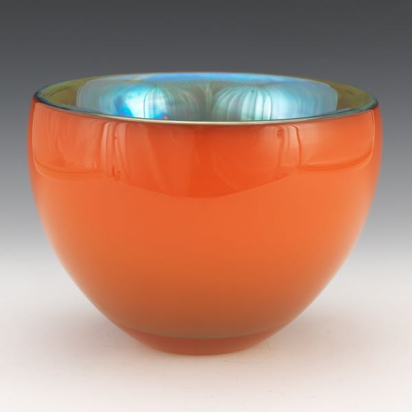 Appraisal: SONJA BLOMDAHL AMERICAN B x Vase Orange exterior with blue