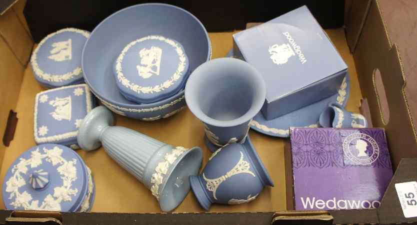 Appraisal: A collection of various Wedgwood Light Blue Jasperware comprising Vases