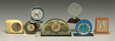 Appraisal: Seven mid-century electric clocks demilune green marble - in Telechron