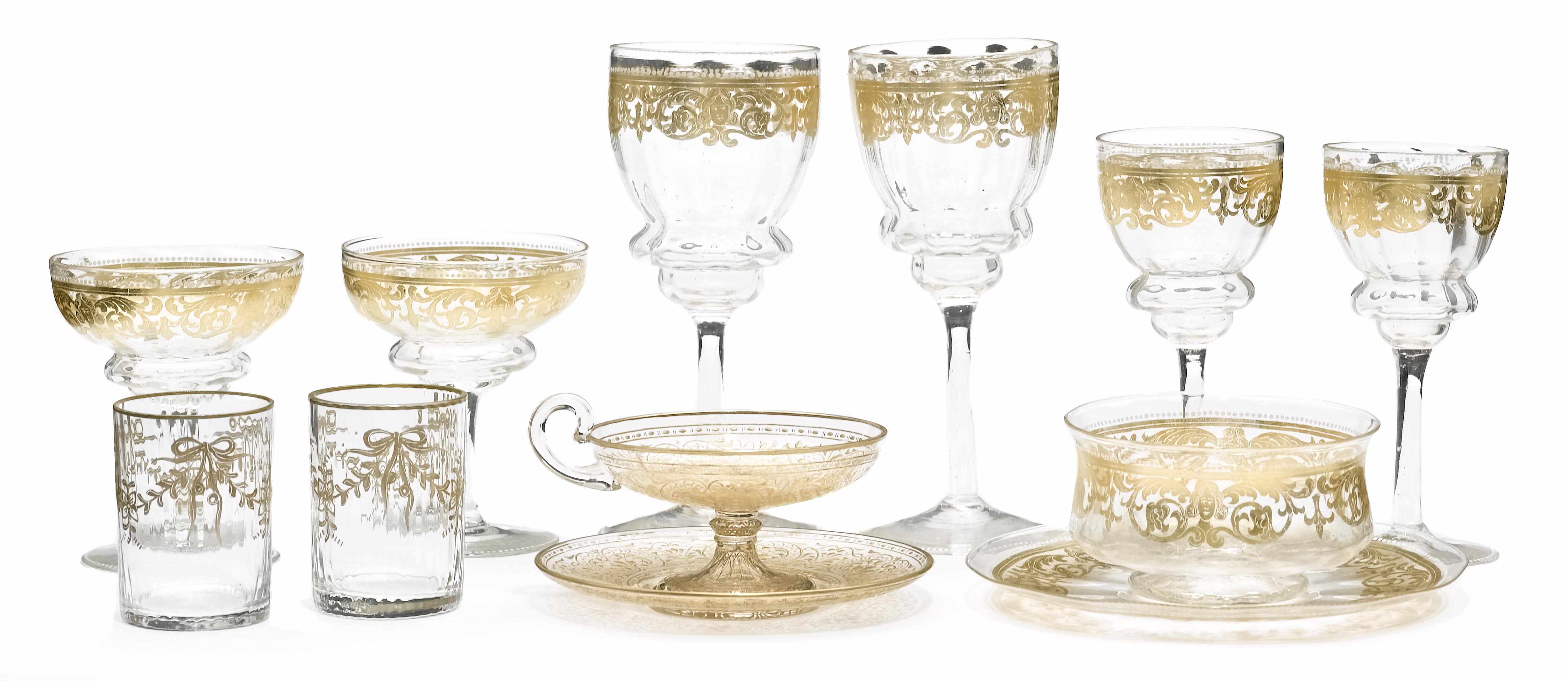 Appraisal: A suite of Italian gilt and enamel decorated glassware th