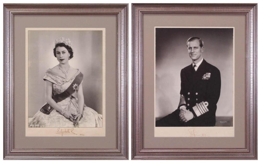 Appraisal: TWO SIGNED PHOTOGRAPHS QUEEN ELIZABETH II AND PRINCE PHILIP The