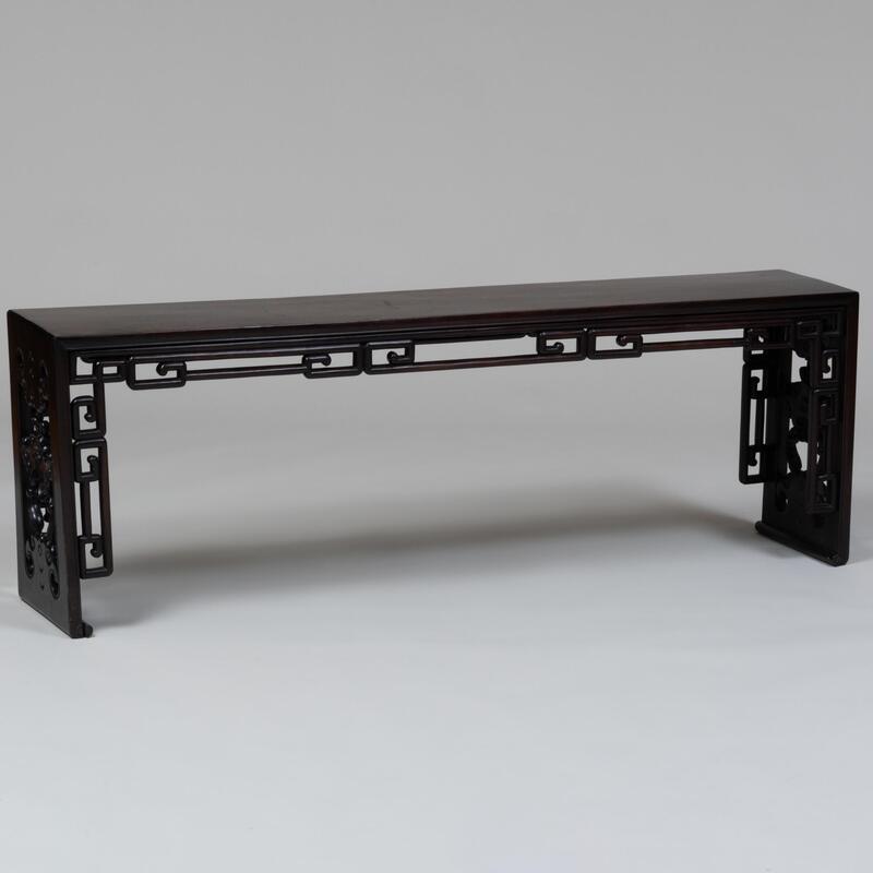 Appraisal: Chinese Carved Hardwood Bench x ft in x in Condition