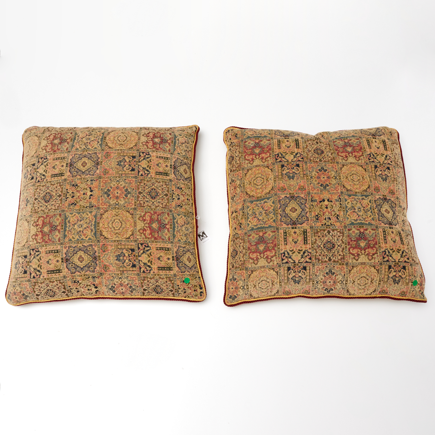 Appraisal: PAIR LARGE WOVEN DECORATOR THROW PILLOWS th c with Persian