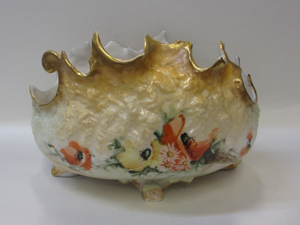 Appraisal: Nautilius porcelain planter decorated with poppies