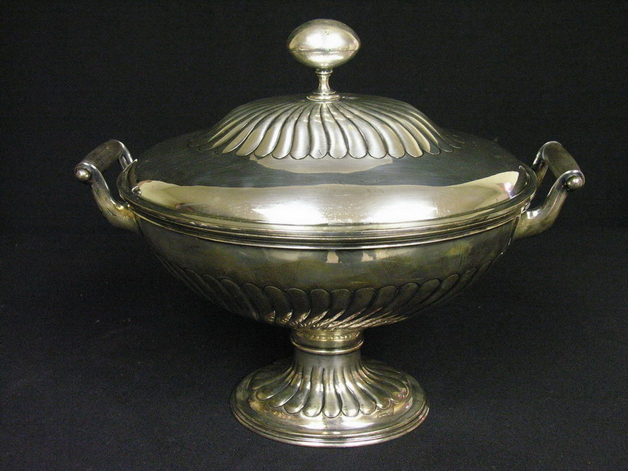 Appraisal: LARGE FOOTED SHEFFIELD PLATE TUREEN Stamped H P and H