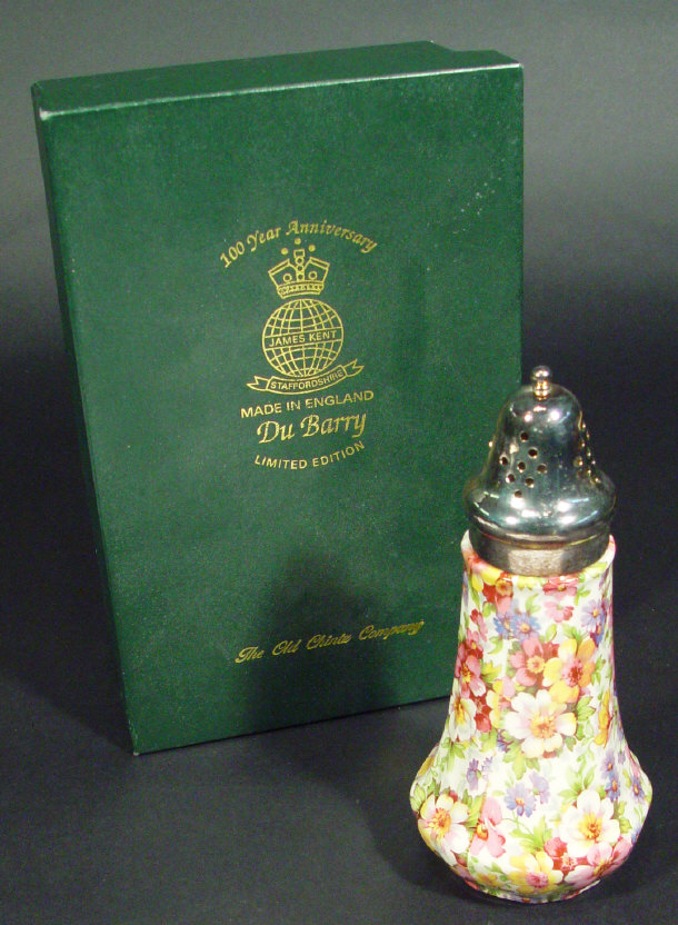 Appraisal: Boxed James Kent Chintz china sugar sifter printed with the