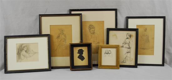 Appraisal: GRACE DAGGET American th century SIX FRAMED DRAWINGS AND A