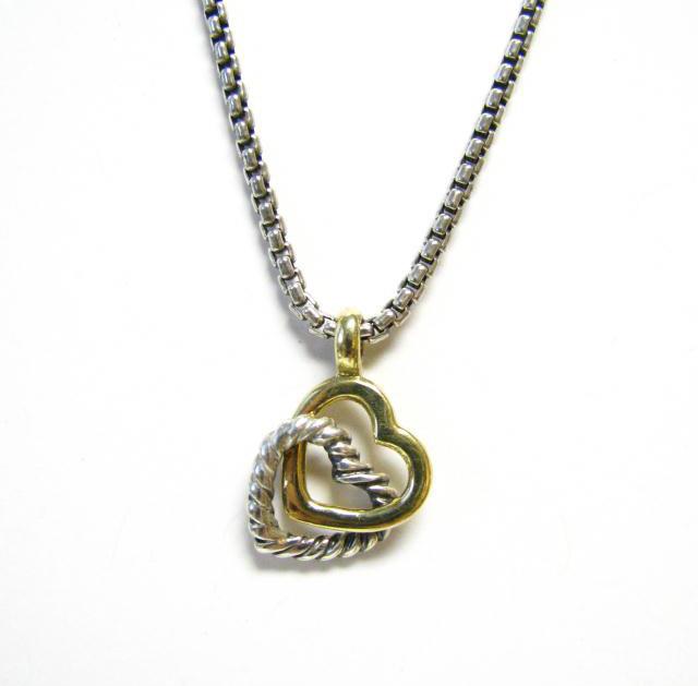 Appraisal: David Yurman Sterling Silver and K Yellow Gold Double Heart