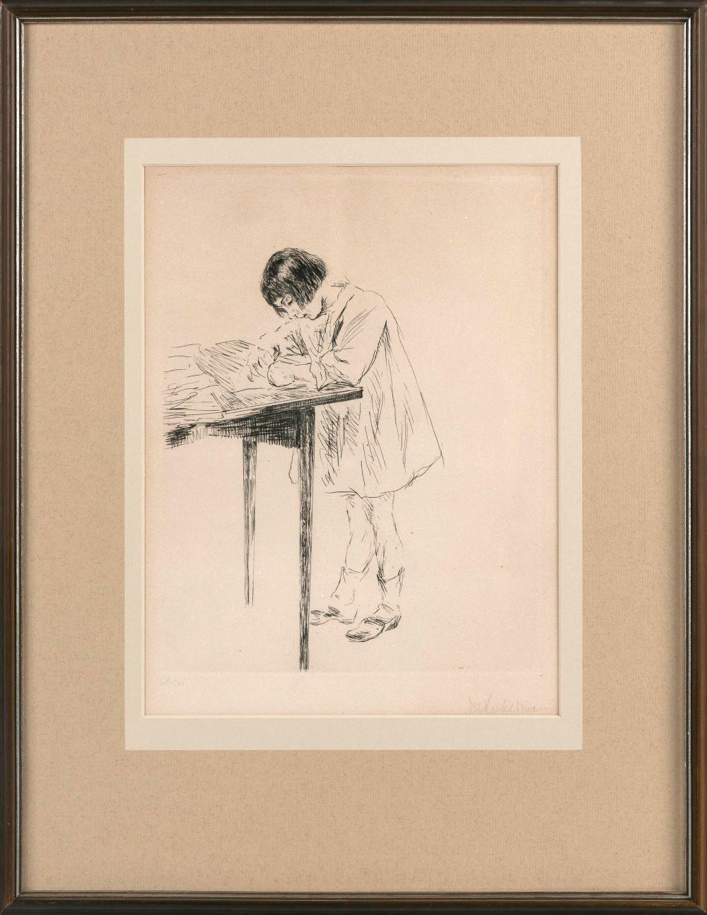 Appraisal: MAX LIEBERMANN GERMANY - GIRL DRAWING AT A TABLE CIRCA