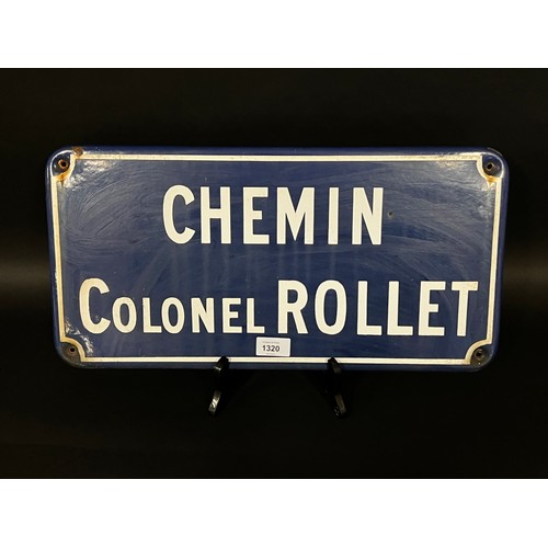 Appraisal: Vintage French enamel street signs CHEMIN COLONEL ROLLET approx cm