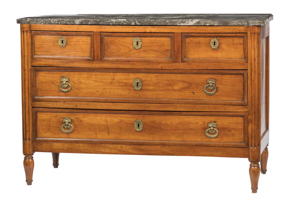 Appraisal: Louis XVI Cherrywood Commode th c shaped marble top three