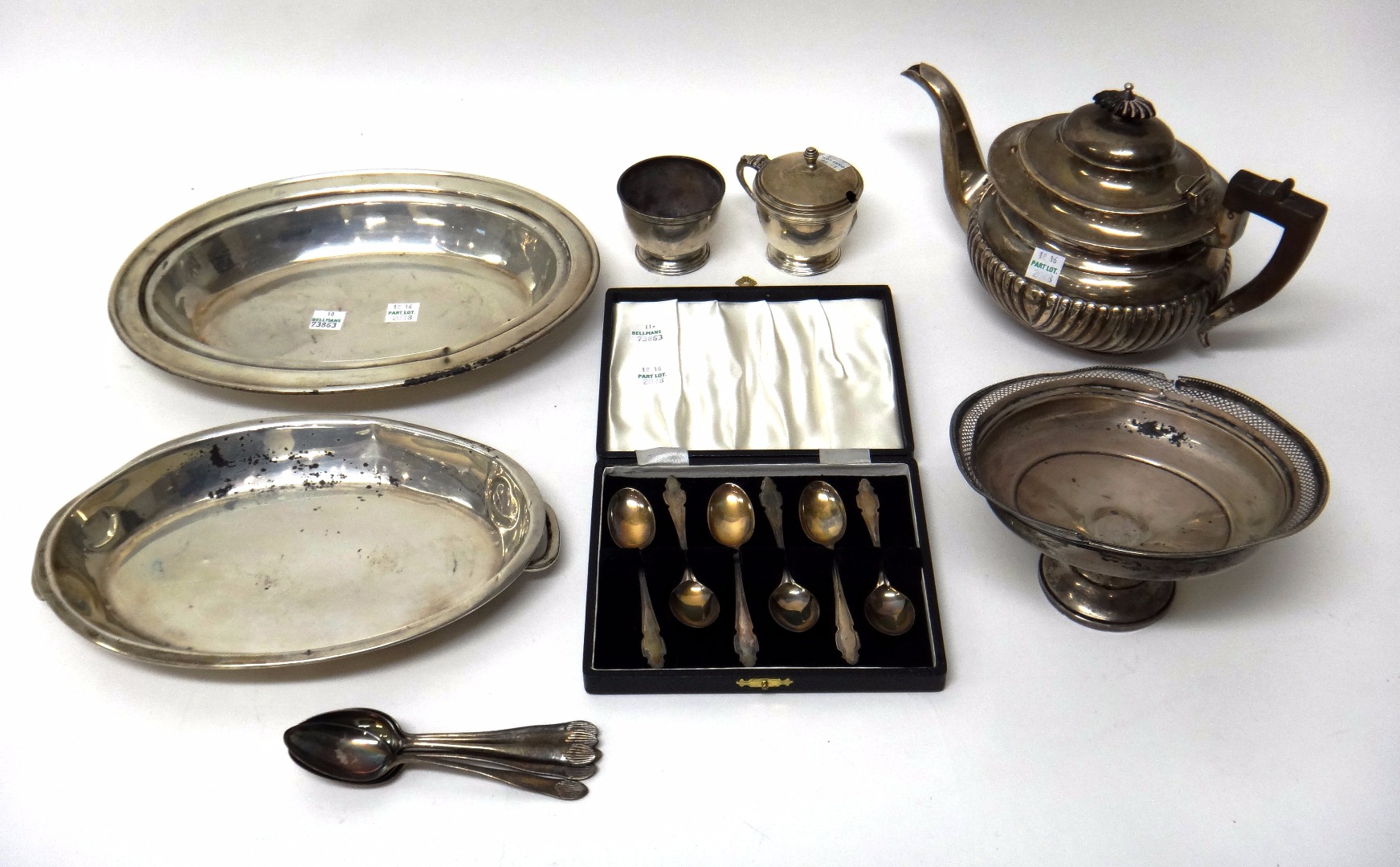 Appraisal: Silver comprising a set of six coffee spoons Sheffield and