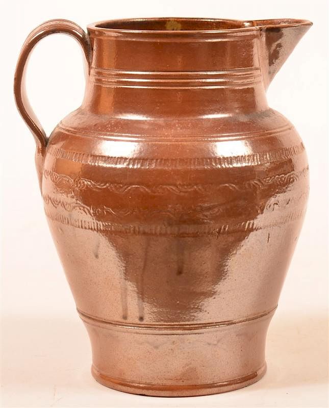 Appraisal: th Century Brown Glazed Stoneware Pitcher th Century Brown Glazed