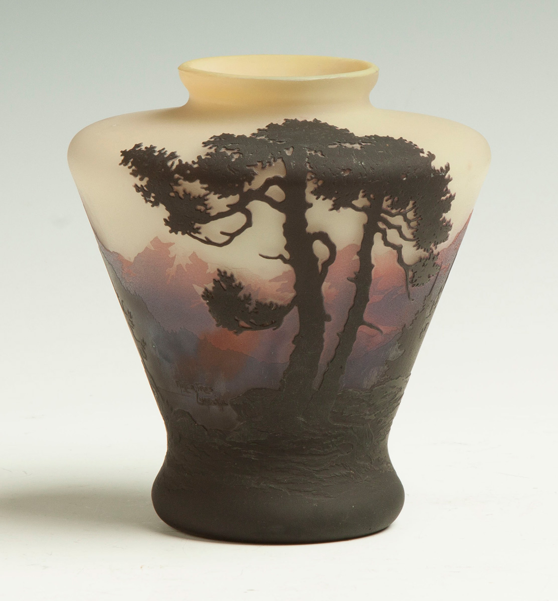 Appraisal: Muller Freres Cameo Vase with Mountainous Landscape Early th cent