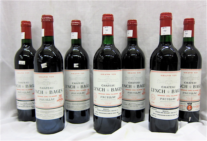 Appraisal: SEVEN BOTTLES VINTAGE FRENCH RED BORDEAUX Chateau Lynch Bages Pauillac