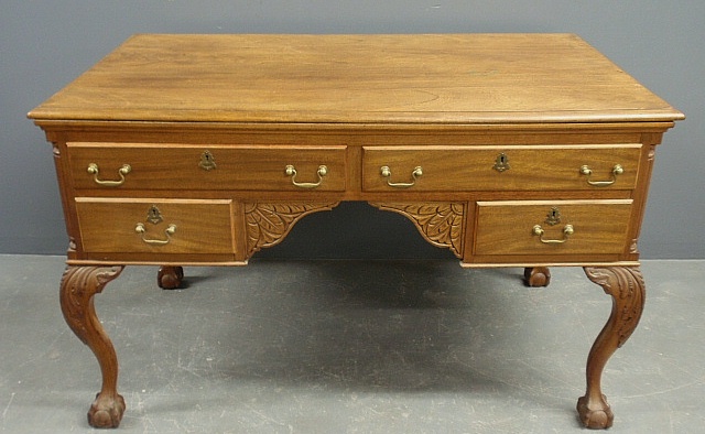 Appraisal: - Chippendale style mahogany partner s desk h x w