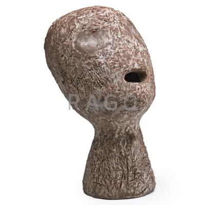 Appraisal: DANIEL RHODES - Glazed stoneware abstract head sculpture Alfred NY