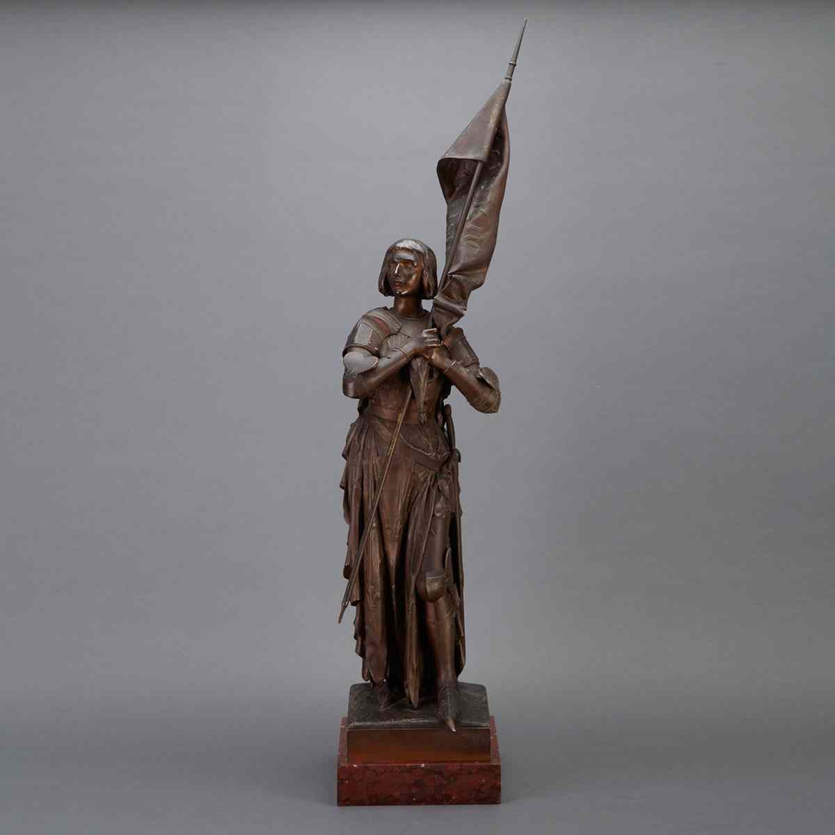 Appraisal: French Patinated White Metal Figure of Joan of Arc c