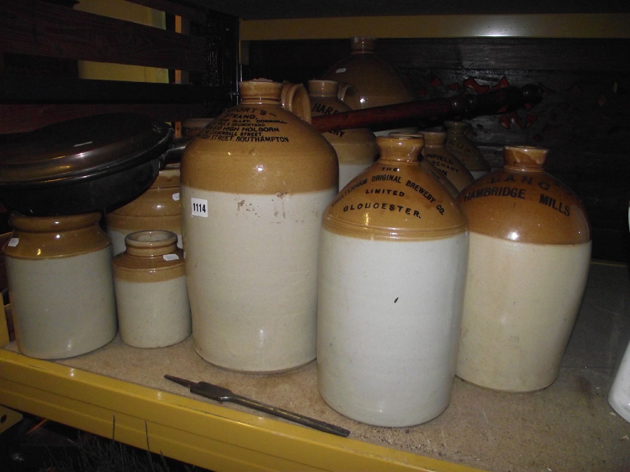 Appraisal: A collection of vintage stoneware flagons and jars of varying