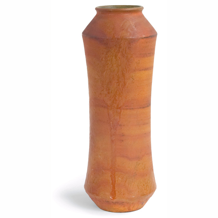 Appraisal: Fantoni vase waisted form covered in a rust-colored drip glaze