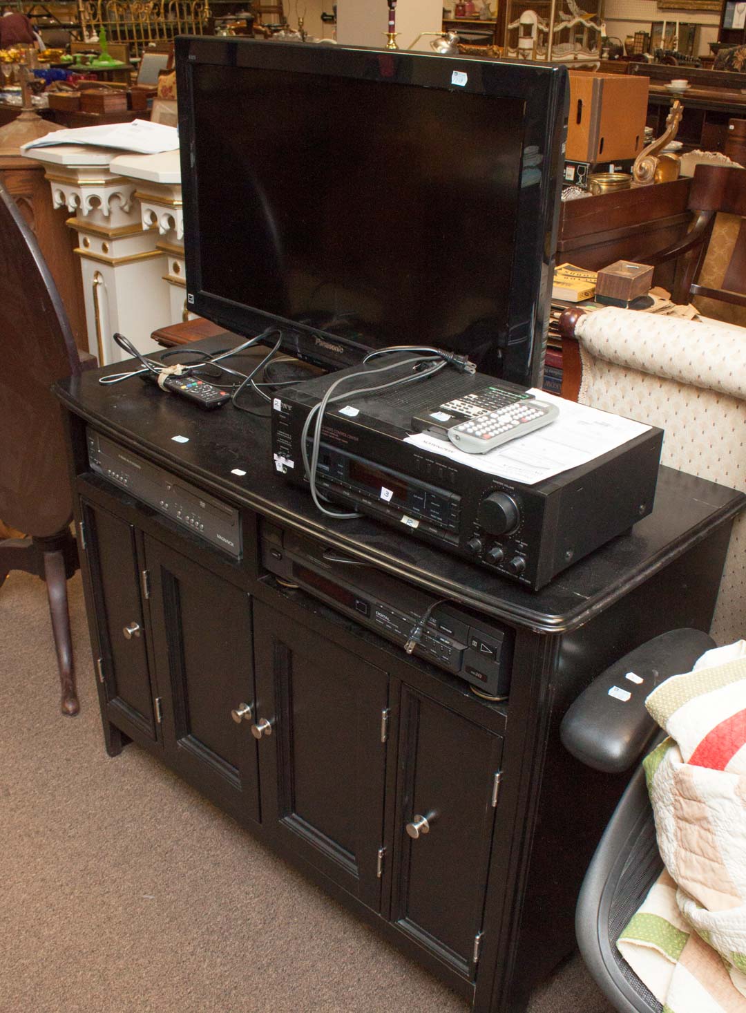 Appraisal: Entertainment center including Panasonic flat screen Sony receiver Magnavox DVD