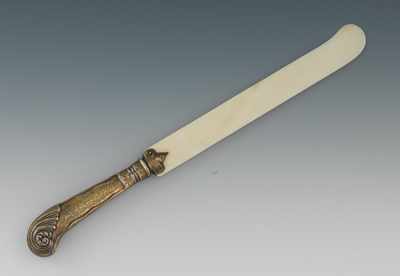 Appraisal: A Silver Ivory Letter Opener London ca - Flat ivory