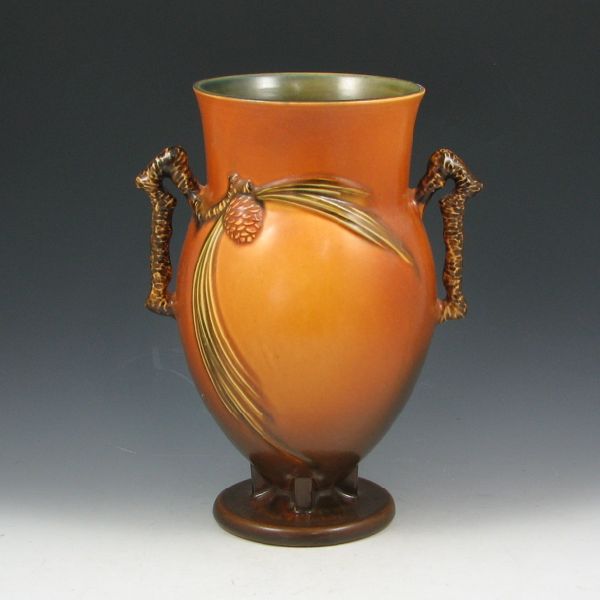 Appraisal: Roseville Pine Cone vase in brown Marked Roseville - Mint