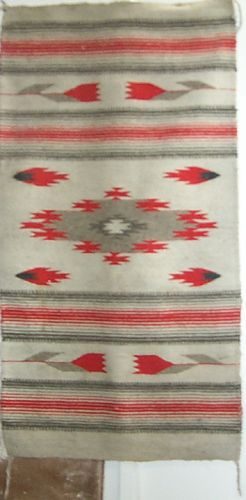 Appraisal: Red and Grey Carpet Wool th Century Native American School