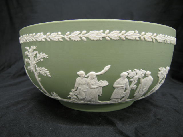 Appraisal: Wedgwood Green Jasperware Fruit Bowl classical scenes