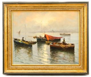 Appraisal: Mid Continental School mid- th century Untitled Venetian Fishermen oil