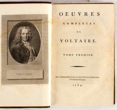 Appraisal: Voltaire F M A de Oeuvres Completes vols ex lacks