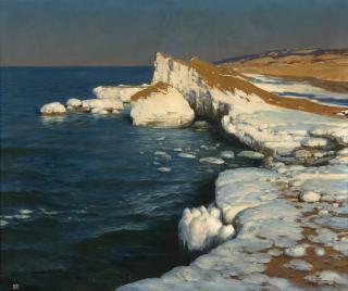 Appraisal: Joseph Tomanek ''Spring Around The Corner'' melting snow on dunes