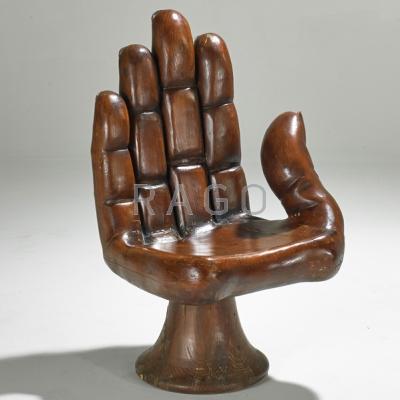 Appraisal: STYLE OF PEDRO FRIEDEBERG Hand chair Mexico s Carved solid