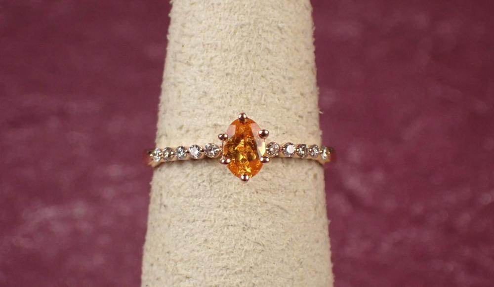 Appraisal: SPESSARTITE GARNET DIAMOND AND FOURTEEN KARAT GOLD RING The rose