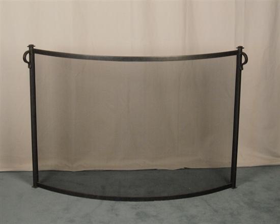 Appraisal: Curved Fireplace Screen handmade wrought iron with handles H W