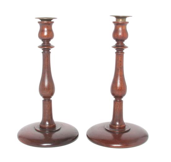 Appraisal: Sale Lot A Pair of Wooden Candlesticks the turned standard