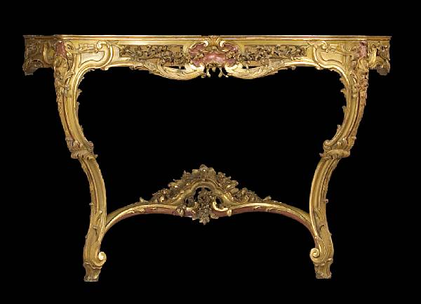 Appraisal: A Louis XV style giltwood console table late th century